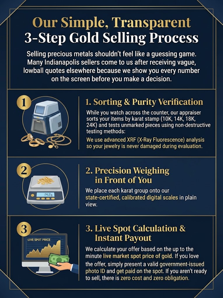 Gemini Generated InfoGraphic for 3 easy steps of selling in Indy